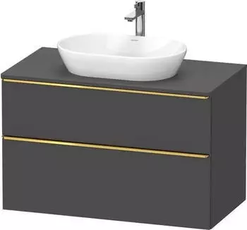 Duravit D-Neo Konsolenwaschtischunterschrank mit 2 Ausz&uuml;gen Griff Gold Poliert 1000 x 644 x 550 mm Graphit Matt DE4968034490000