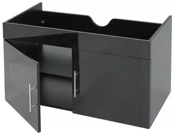 MCW D16 Waschbeckenunterschrank Hochglanz 90cm, 2 T&uuml;ren, schwarz (MCW-D16)
