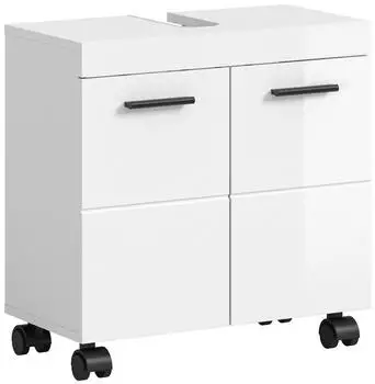 xonox.home Nova Waschbeckenunterschrank 2 T&uuml;ren wei&szlig; Hochglanz 60x58x30cm