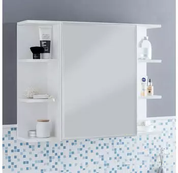 Finebuy Spiegelschrank Modern Wei&szlig; 80x64,5x20cm Holz (FB51815)
