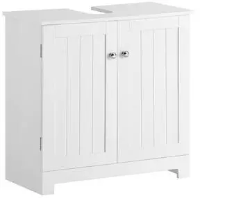 SoBuy Waschbeckenunterschrank mit verstellbaren Regalb&ouml;den, MDF, Wei&szlig;, 60x60x30cm (BZR18-W)