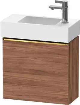 Duravit D-Neo Waschtischunterschrank mit 1 T&uuml;r Anschlag links Griff Gold Poliert 484 x 440 x 222 mm - Nussbaum Natur Matt - DE4219L34790000