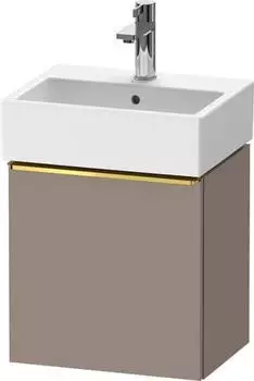 Duravit D-Neo Waschtischunterschrank mit 1 T&uuml;r Anschlag rechts Griff Gold Poliert 434 x 440 x 322 mm - Basalt Matt - DE4217R34430000