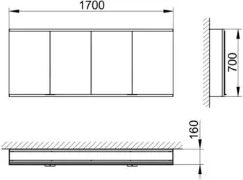 KEUCO Royal Modular 2.0 Spiegelschrank unbeleuchtet Wandeinbau Aluminium (800400170100000)