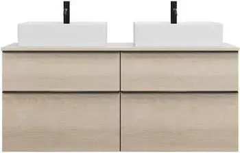 Burgbad Eqio Waschtischunterschrank mit Konsolenplatte, 4 Schubladen, 1400mm, Eiche Dekor Cashmere (SGUV140F3180G0252)