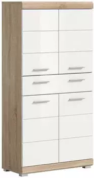 xonox.home Lambada Midischrank Sonoma Eiche/Wei&szlig; Hochglanz 74x141x31cm