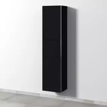 Sanipa 3way Hochschrank 2 Türen, 1 Auszug, Anschlag links, 400×1700×345mm, schwarz matt (BS10408)