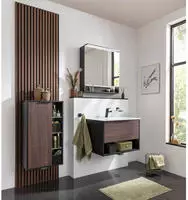 FACKELMANN B.PARIS Midischrank 47 cm breit, Braun Dunkel/Schwarz, T&uuml;ranschlag links