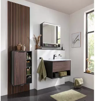 Fackelmann B.Paris Midischrank 47cm Soft-Close Rigoletto Eiche/Schwarz Matt, Anschlag Links (B.Paris)