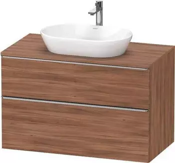 Duravit D-Neo Konsolenwaschtischunterschrank mit 2 Ausz&uuml;gen Griff Edelstahl Geb&uuml;rstet 1000 x 644 x 550 mm Nussbaum Matt DE4968070790000