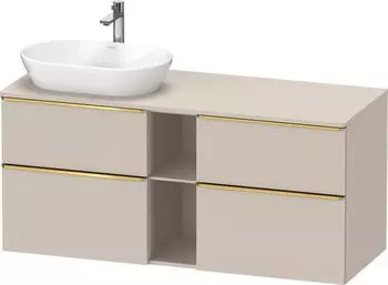 Duravit D-Neo Konsolenwaschtischunterschrank f&uuml;r Becken links mit 4 Ausz&uuml;gen und 2 F&auml;chern Griff Gold Poliert 1400 x 644 x 550 mm -... DE4970L34910000