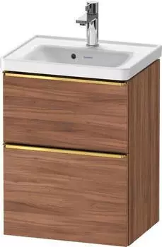 Duravit D-Neo mit 2 Ausz&uuml;gen Griff Gold Poliert 484 x 625 x 372 mm Nussbaum Natur Matt DE4350034790000