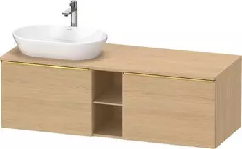 Duravit D-Neo Konsolenwaschtischunterschrank f&uuml;r Becken links mit 2 Ausz&uuml;gen und 2 F&auml;chern Griff Gold Poliert 1400 x 459 x 550 mm -... DE4950L34300000