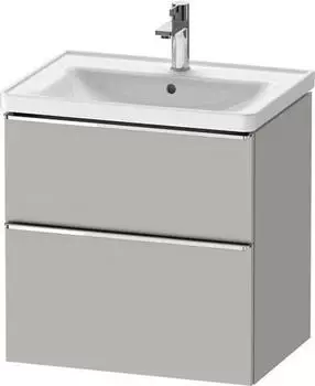 Duravit D-Neo mit 2 Ausz&uuml;gen Griff Chrom Hochglanz 634 x 625 x 452 mm Betongrau Matt DE4354010070000