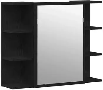 vidaXL Badezimmerspiegelschrank Schwarze Eiche 80x20,5x64cm Holzwerkstoff (862498)