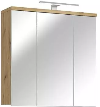 Forte VERIS Badezimmer-Spiegelschrank 3-t&uuml;rig Artisan Eiche/Wei&szlig; LED 68,6cm (VERH13NB-M823)