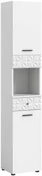 xonox.home Prisma Hochschrank Bad 2 T&uuml;ren, 1 Schublade, 35x187cm, Wei&szlig;