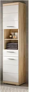 Inn.Furn Mambo Hochschrank Wei&szlig; Hochglanz / Sonoma Eiche 37x191cm (Mambo)