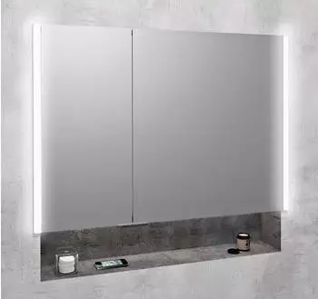 Sapho Integra Einbauspiegelschrank mit LED-Beleuchtung 86x70cm, Titan-Aluminium (IN085)