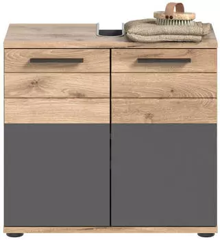 xonox.home Mason Waschbeckenunterschrank Nox Oak/Basaltgrau 60x56x34cm (X12B8705)