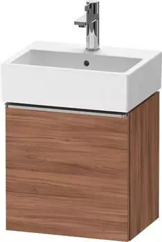 Duravit D-Neo Waschtischunterschrank mit 1 T&uuml;r Anschlag links Griff Edelstahl Geb&uuml;rstet 434 x 440 x 322 mm - Nussbaum Natur Matt - DE4217L70790000