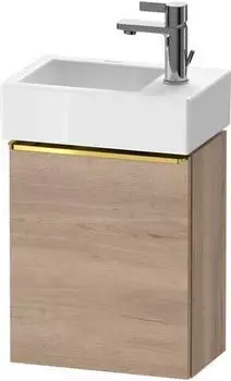 Duravit D-Neo Waschtischunterschrank mit 1 T&uuml;r Anschlag rechts Griff Gold Poliert 364 x 440 x 222 mm - Eiche Marmoriert Matt - DE4218R34550000