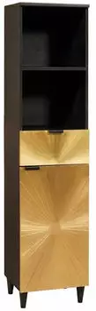 vidaXL Badezimmerschrank mit Schublade Schwarz und Gold 38x33x160cm (4017850)