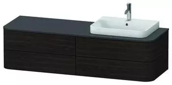 Duravit Happy D.2 Plus Waschtischunterbau wandh&auml;ngend f&uuml;r Aufsatzbecken rechts 1600 x 550 x 408 mm Nussbaum geb&uuml;rstet HP4973R6969