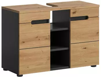 xonox.home Canu Waschbeckenunterschrank Basalt/Eiche Artisan 80x55x34cm