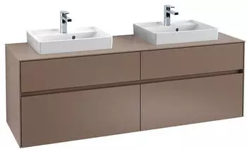 Villeroy & Boch Collaro Waschbeckenunterschrank 2 Waschbecken Beleuchtung 1600x548x500mm White Oak (C024B0AA)
