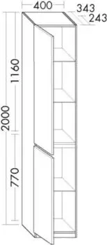 Burgbad Lin20 Hochschrank freistehend 2 Türen links 400x245x2000mm Eiche Dekor Rost (HSPK040LF5359)