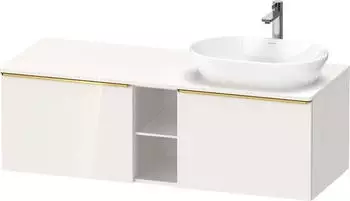 Duravit D-Neo Konsolenwaschtischunterschrank f&uuml;r Becken rechts mit 2 Ausz&uuml;gen und 2 F&auml;chern Griff Gold Poliert 1400 x 459 x 550 mm ... DE4950R34220000