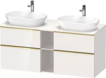Duravit D-Neo Konsolenwaschtischunterschrank f&uuml;r 2 Becken mit 4 Ausz&uuml;gen und 2 F&auml;chern Griff Gold Poliert 1400 x 644 x 550 mm -... DE4970B34220000