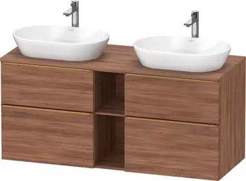 Duravit D-Neo Konsolenwaschtischunterschrank f&uuml;r 2 Becken mit 4 Ausz&uuml;gen und 2 F&auml;chern Griff Bronze Geb&uuml;rstet 1400 x 644 x 550 mm -... DE4970B04790000