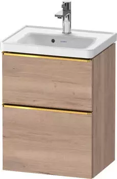 Duravit D-Neo mit 2 Ausz&uuml;gen Griff Gold Poliert 484 x 625 x 372 mm Eiche Marmoriert Matt DE4350034550000