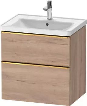 Duravit D-Neo mit 2 Ausz&uuml;gen Griff Gold Poliert 634 x 625 x 452 mm Eiche Marmoriert Matt DE4354034550000