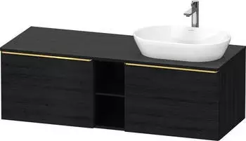 Duravit D-Neo Konsolenwaschtischunterschrank f&uuml;r Becken rechts mit 2 Ausz&uuml;gen und 2 F&auml;chern Griff Gold Poliert 1400 x 459 x 550 mm ... DE4950R34160000
