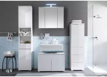Bega Spice Hochschrank Badezimmer Wei&szlig; Hochglanz, 40x199x32cm (SPICE)