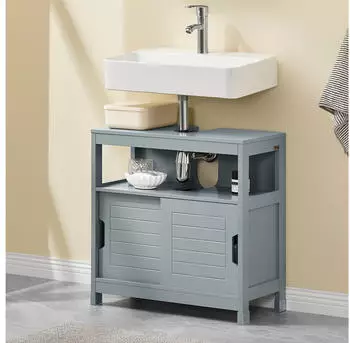SoBuy FRG128-SG Unterschrank mit Schiebet&uuml;ren und Bodenmatte, Grau, 60x30x61cm (FRG128-SG)