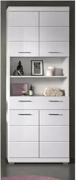 Inn.Furn Shawn Badezimmer-Hochschrank Wei&szlig; Hochglanz 4-t&uuml;rig 74x191cm (Shawn)