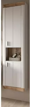 Inn.Furn Sopela Badezimmer-Hochschrank Wei&szlig;/Eiche Soft-Close 45x172x30cm