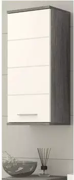 Inn.Furn Bailey Badezimmer H&auml;ngeschrank Wei&szlig; Hochglanz / Rauchsilber Grau