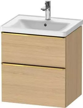Duravit D-Neo mit 2 Ausz&uuml;gen Griff Gold Poliert 584 x 625 x 452 mm Eiche Natur Matt DE4359034300000
