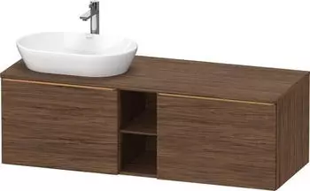 Duravit D-Neo Konsolenwaschtischunterschrank f&uuml;r Becken links mit 2 Ausz&uuml;gen und 2 F&auml;chern Griff Bronze Geb&uuml;rstet 1400 x 459 x 550... DE4950L04210000