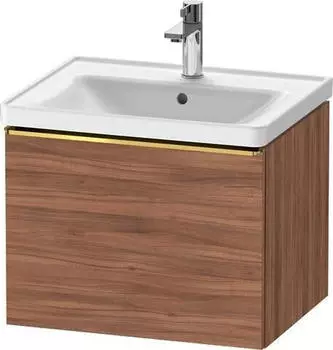Duravit D-Neo Waschtischunterschrank mit 1 Auszug Griff Gold Poliert 584 x 440 x 452 mm - Nussbaum Natur Matt - DE4249034790000