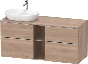 Duravit D-Neo Konsolenwaschtischunterschrank f&uuml;r Becken links mit 4 Ausz&uuml;gen und 2 F&auml;chern Griff Edelstahl Geb&uuml;rstet 1400 x 644 x... DE4970L70550000