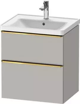 Duravit D-Neo Waschtischunterschrank mit 2 Ausz&uuml;gen Griff Gold Poliert 584 x 625 x 452 mm - Betongrau Matt - DE4359034070000