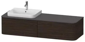 Duravit Happy D.2 Plus Waschtischunterbau wandh&auml;ngend f&uuml;r Aufsatzbecken links 1600 x 550 x 354 mm Nussbaum geb&uuml;rstet HP4944L6969