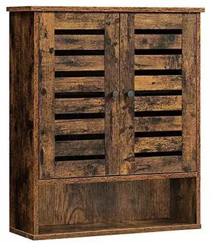 Vasagle H&auml;ngeschrank Badezimmer 2 T&uuml;ren, h&ouml;henverstellbarer Einlegeboden, 60x20x70cm, Vintagebraun (BBK121X01)
