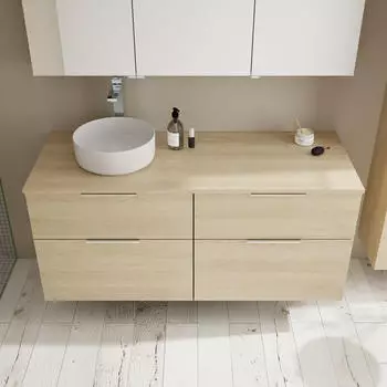 Burgbad Eqio Waschtischunterschrank mit Konsolenplatte, 4 Schubladen, 1400mm, Eiche Cashmere (SGUU140LF3180G0146)